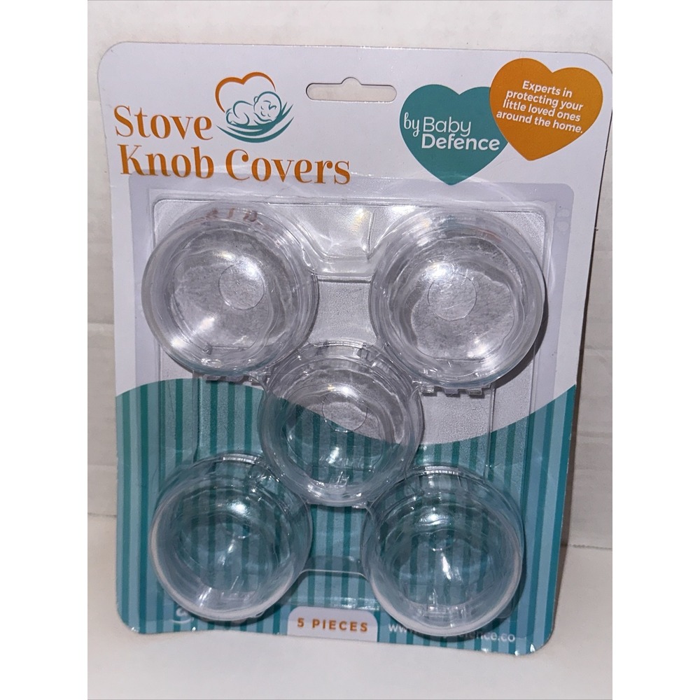 Baby Defence Stove Knob Covers‎ 5 Piece Set Clear Child Safety Kitchen Guard New